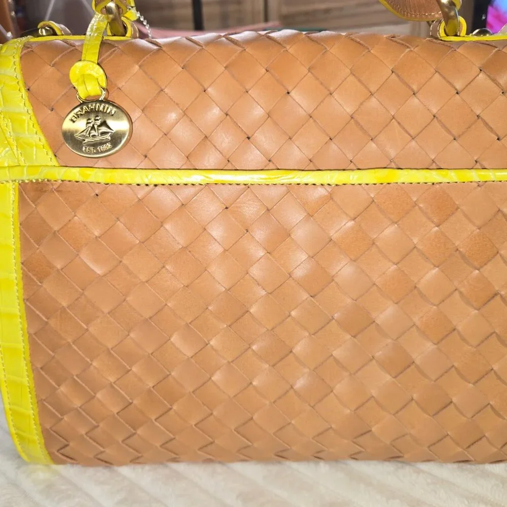 Brahmin Phoebe Citron Woven Leather Bag